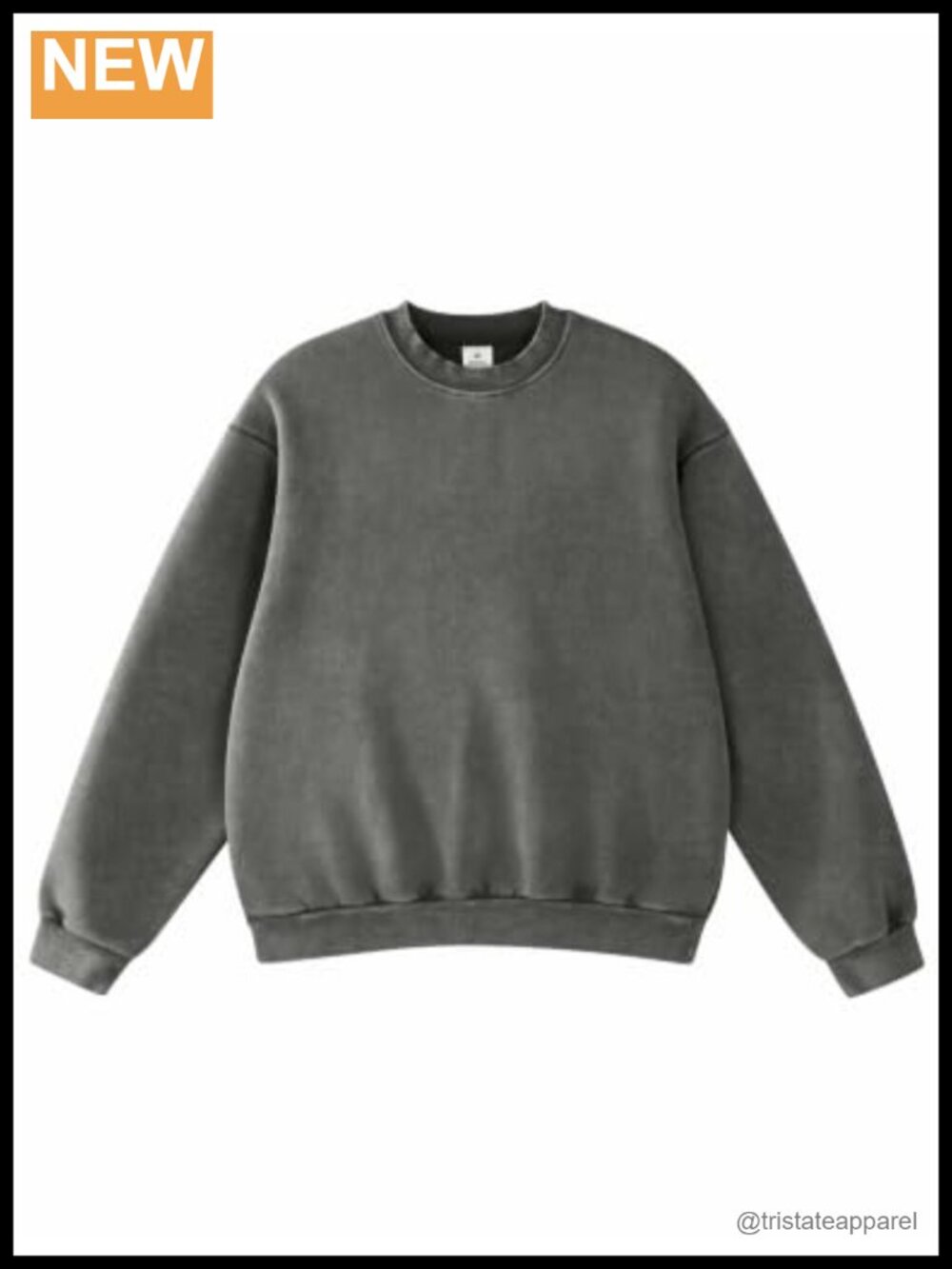 Oversized Acid Wash Crewneck Sweatshirt Heavyweight Fleece Cotton Pullover